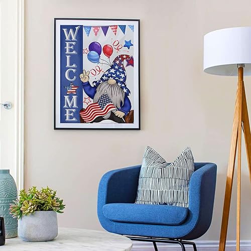 Miniatura 3 de Globos de gnomo del 4 de julio, kits de pintura de diamantes para adultos, estrellas y rayas patrióticas, puntos redondos, bricolaje 5D, arte de