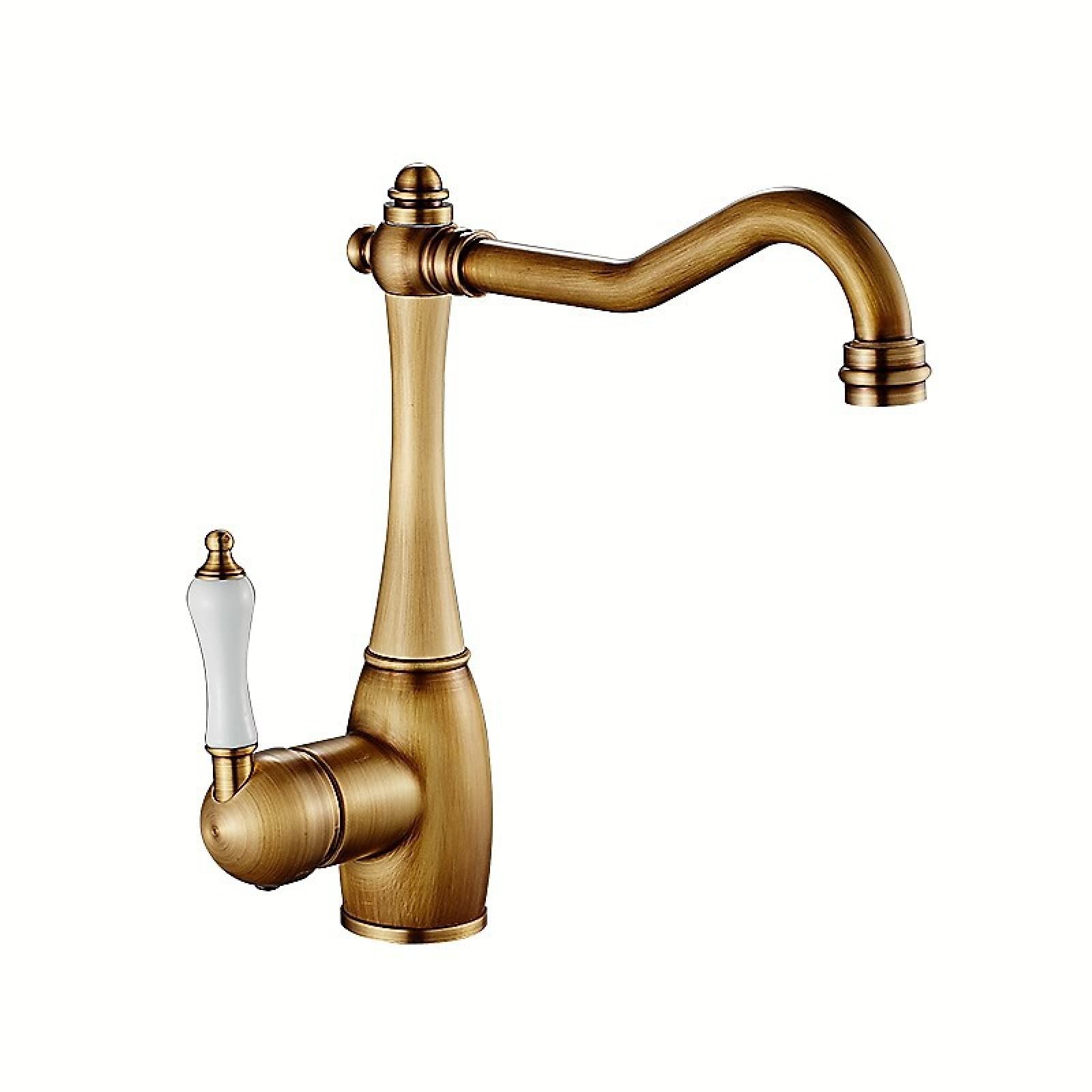 Robinet de cuisine en laiton antique au charme vintage pour évier élégant