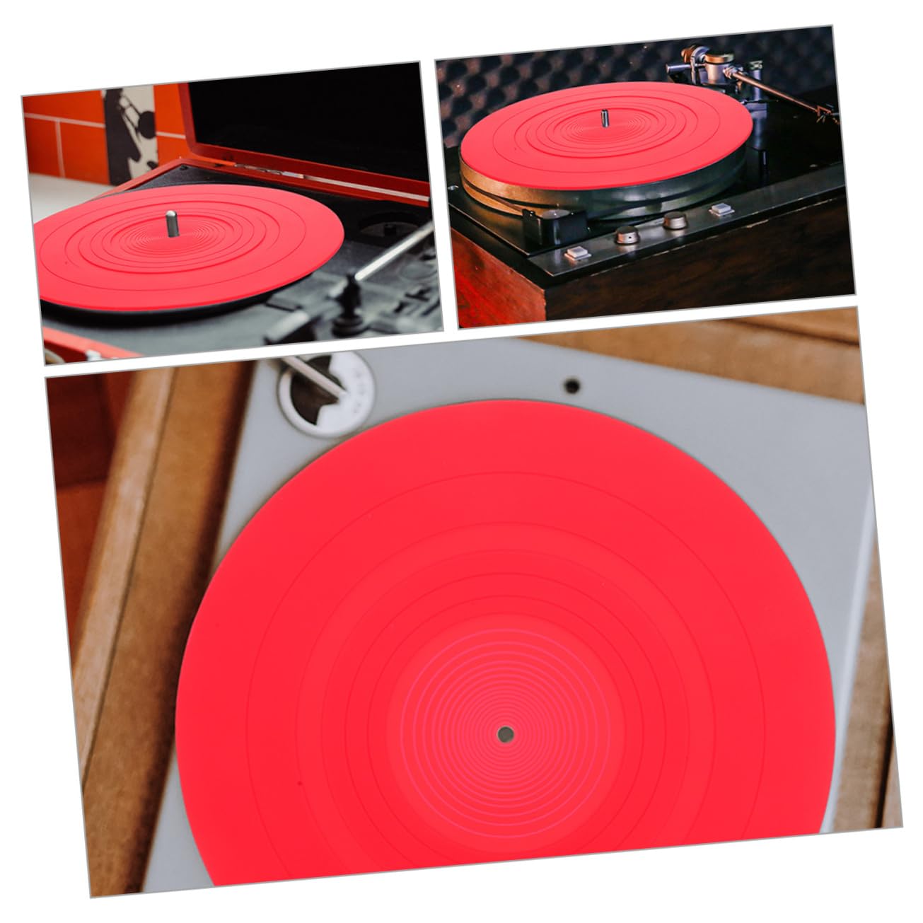 Tappetino Rosso Silicone in Antistatico 2 per Dischi per Giradischi Pezzi Protezione Delicata Accessorio Vinile per Uso Domestico