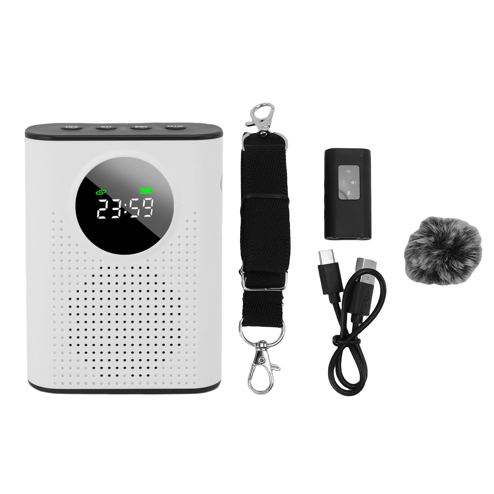 Naroote Amplificador de Voz Micrófono Inalámbrico con Solapa Magnética, Pantalla LED, Altavoz de Micrófono Portátil Recargable para Profesores, Aula, Yoga y Reuniones