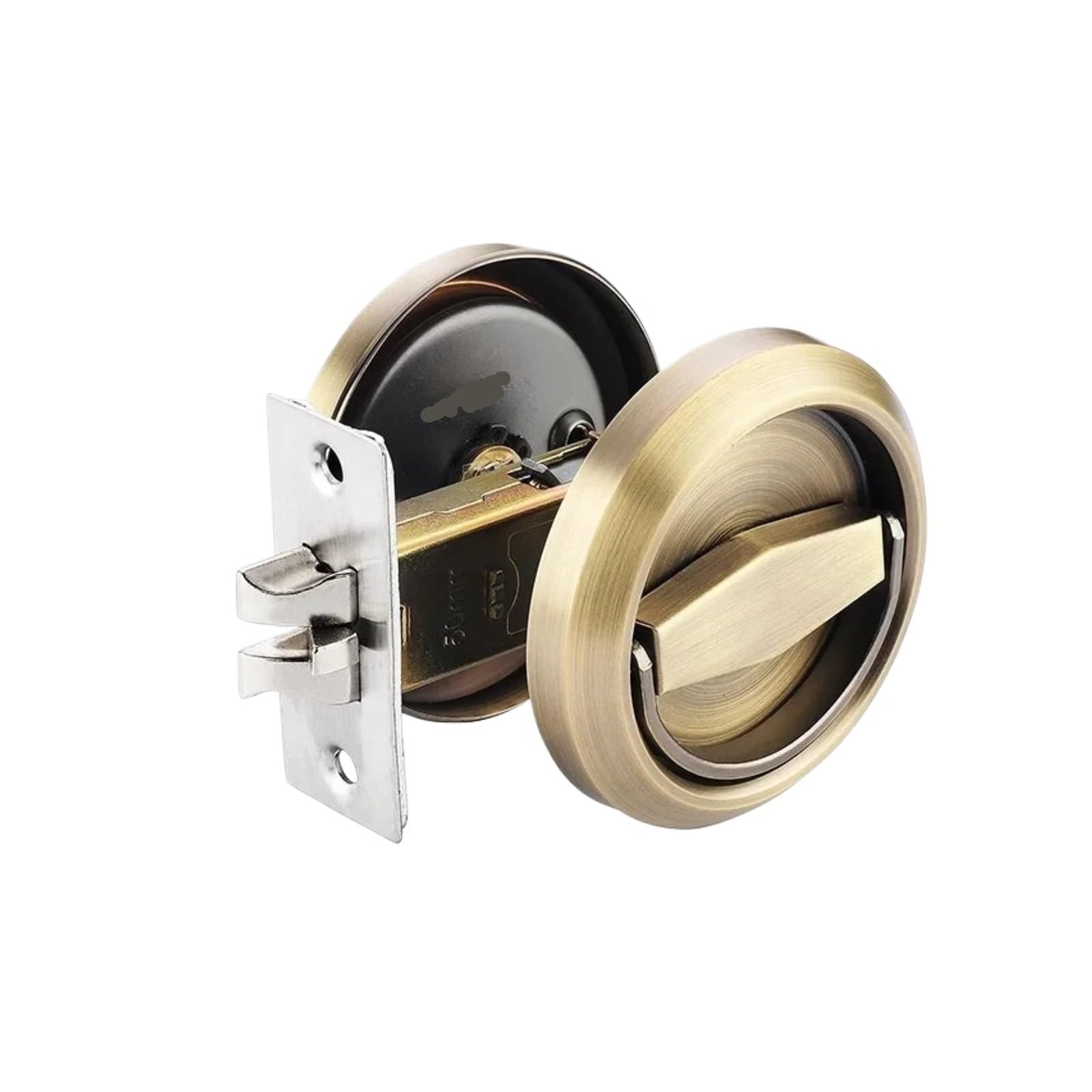 Yxinaer Bronze-Double-Sided Round Recessed Door Lock Embedded Concealed Invisible Door Lock