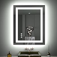 Vista 52 de Loaao Espejo de baño con LED y luces, 30 x 36 pulgadas, antiempañamiento, regulable, retroiluminación RGB, iluminación frontal, espejo de tocador