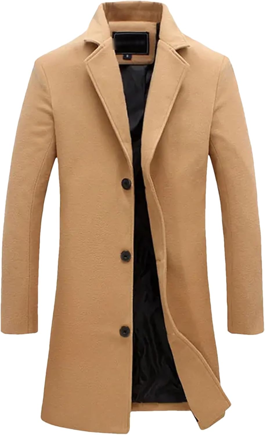 Men's Autumn Winter Overcoat Wool Coat Long Single-Breasted Trench Coat Woolen Plus Size Casual Jacket