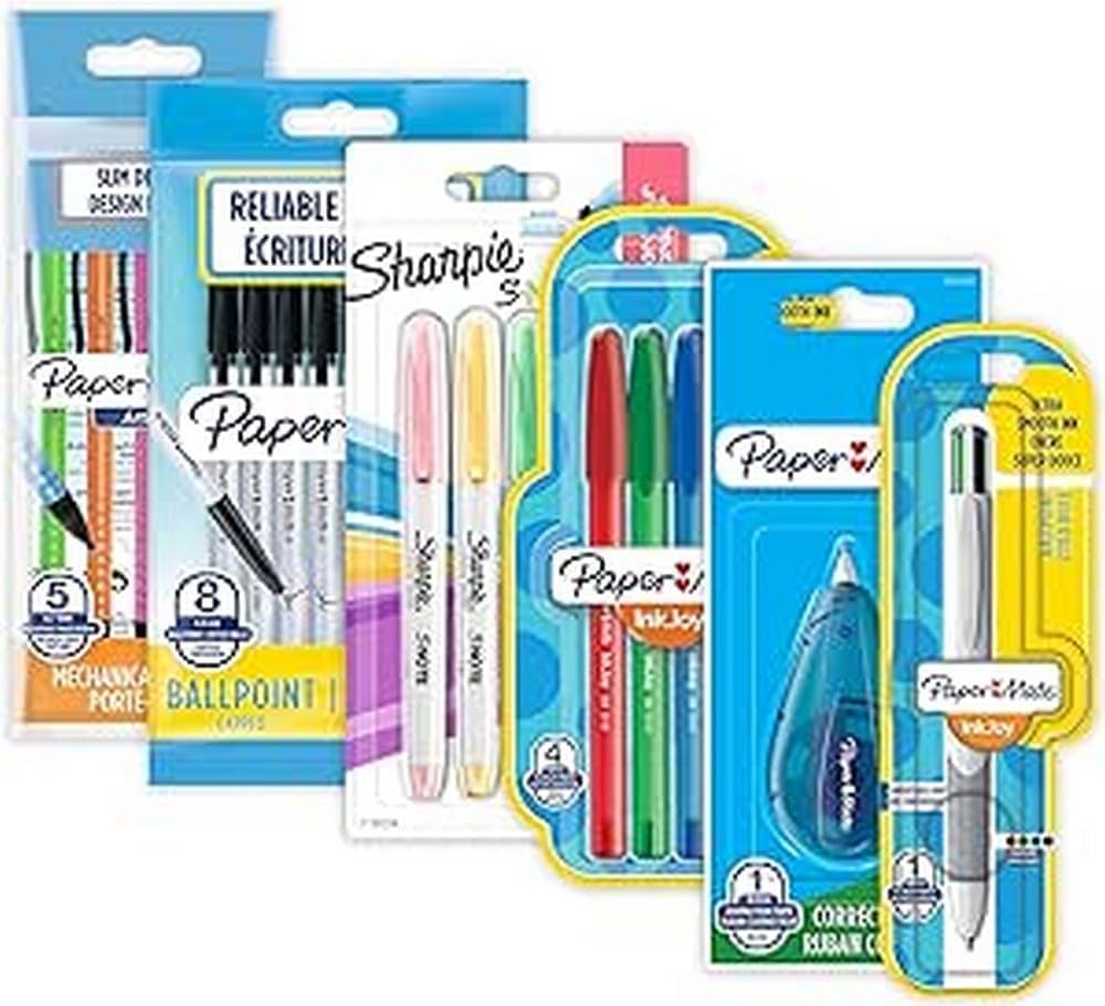 Juego de bolígrafos Paper Mate y Sharpie | Suministros de papelería | Bolígrafos, resaltadores, portaminas y cinta correctora | Perfecto para la escuela y la oficina | 23 cuenta, Modelo surtido