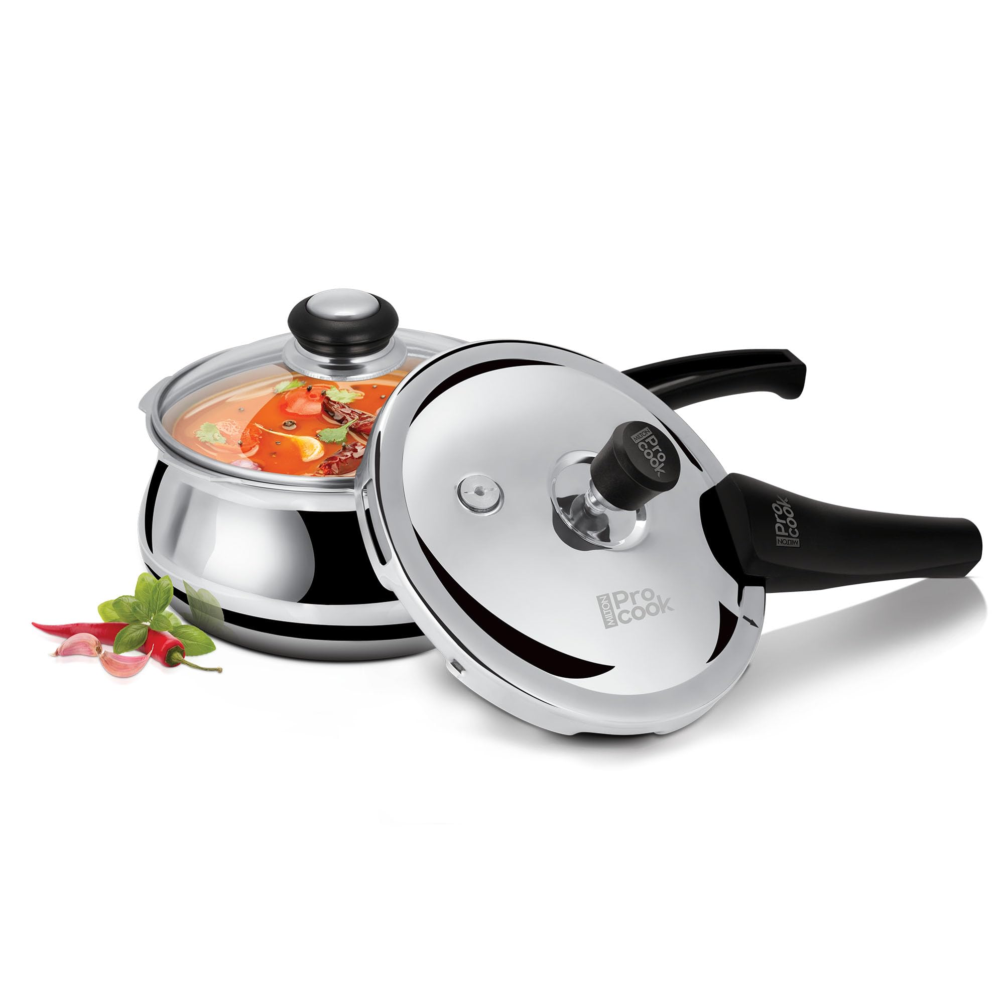 Milton Pro Cook Induction Cookware & Gas Stove Friendly Triply Stainless Steel Curve Pressure Cooker 1.5 Litre With Dual Lid | Outer Lid & Glass Lid | Gasket Release System | 5 Year Warranty | Silver — Amazon image 9