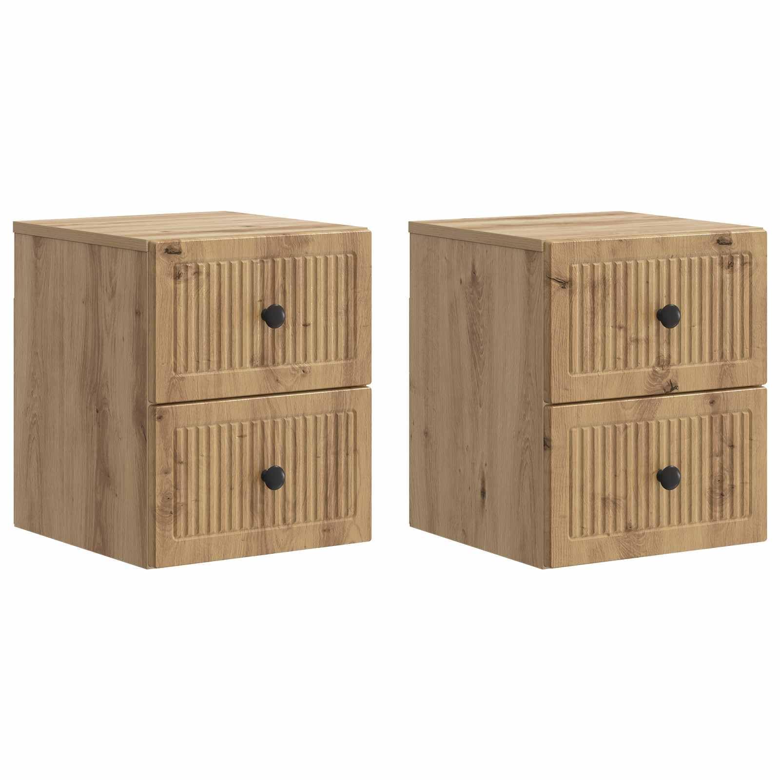 Générique Cabinet de Chevet Mural 2 pcs Chêne Artisanal 33 x 34,5 x 40 cm, étagère Murale Vintage Chic en Bois d'ingénierie, Armoire de Rangement pour Salon, Chambre ou Bureau, Design Mural