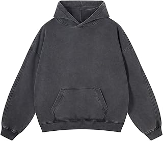 Mens Oversized Hoodies Pullover Women Fall Acid Wash Plain Preppy Hoodie...