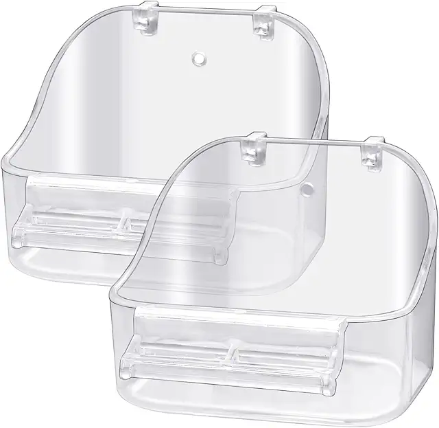 GURECOD Transparent Vogelbadje Kooi - 2-delige Vogeldouche voor Kleine Vogels