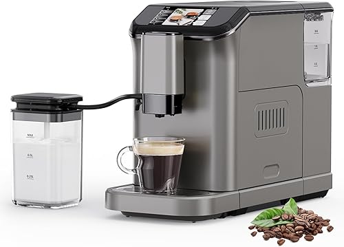 Garvee Máquina de café expreso totalmente automática de 20 bar con molinillo de rebabas cónicas integrado, varita de vapor espumador de leche y