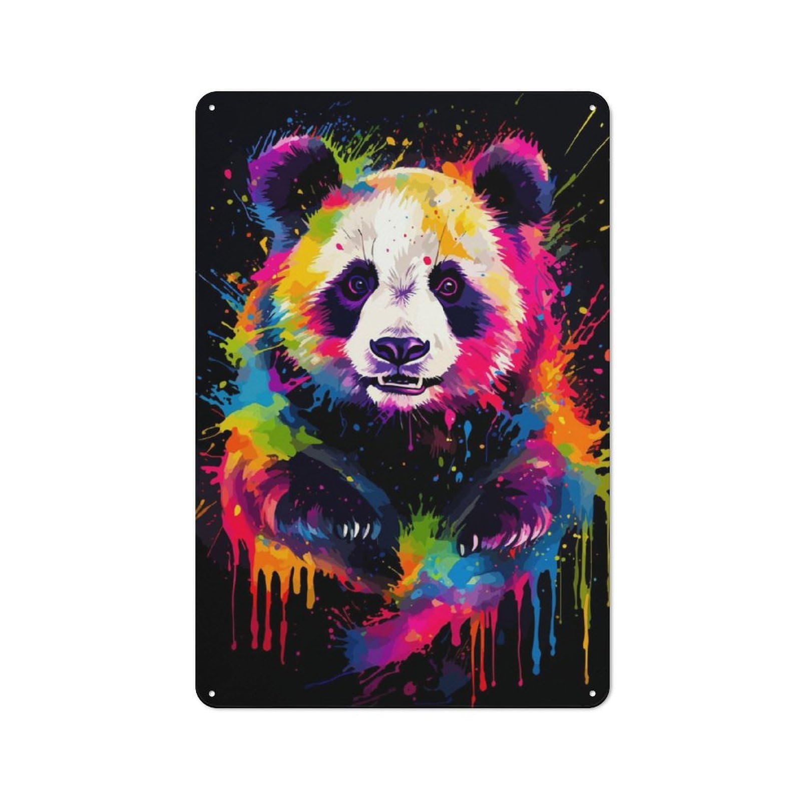 Junmoney Panda Painting Retro Tin Wall Plaque 30X20cm Featuring For Pub Or Café, New-Space Wall Decor For Pub Decor Enthusiasts