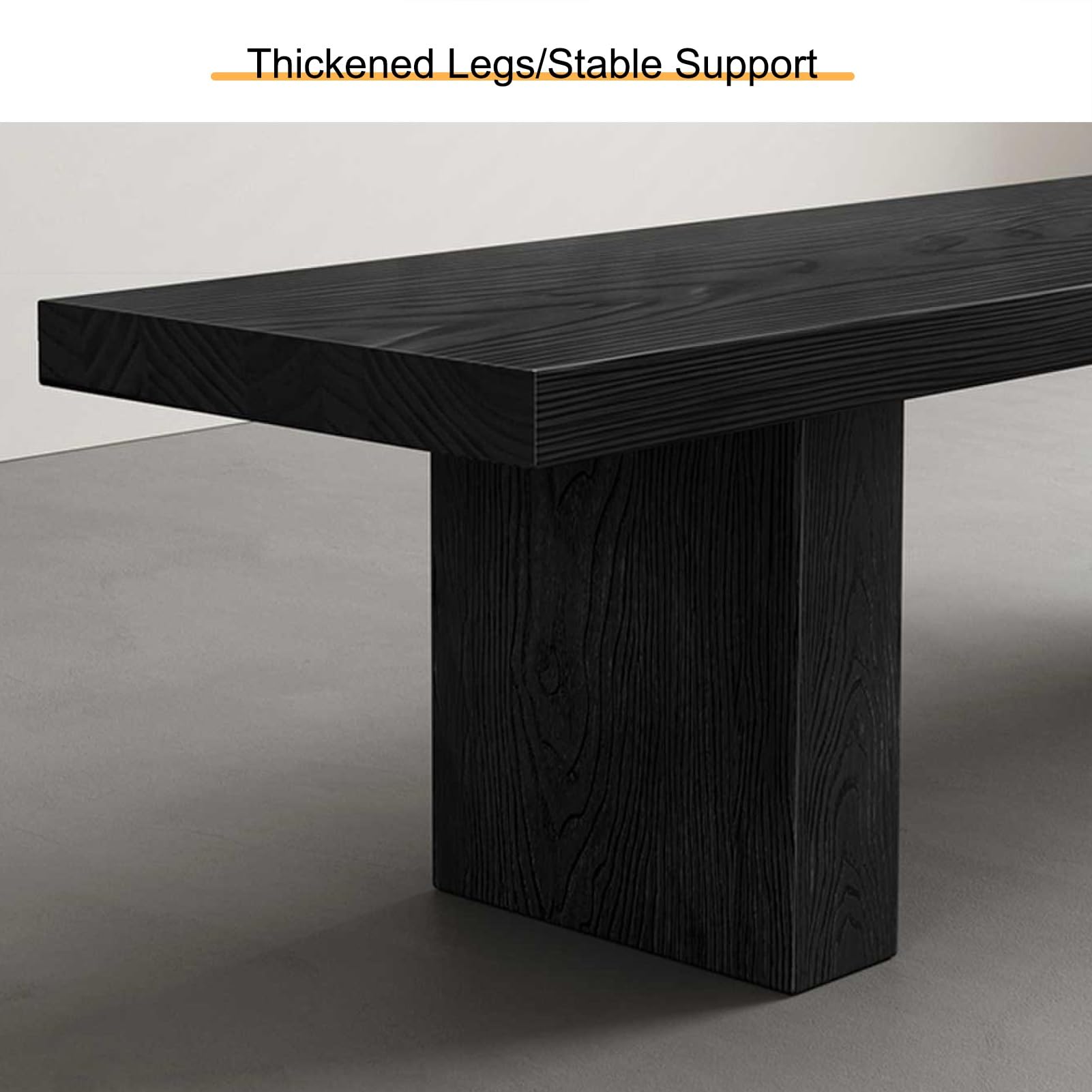 Banc de salle à manger en bois massif noir – 180 cm – Sièges d'intérieur polyvalents pour foyer, salon et balcon – Meuble d'entrée et de chevet robuste