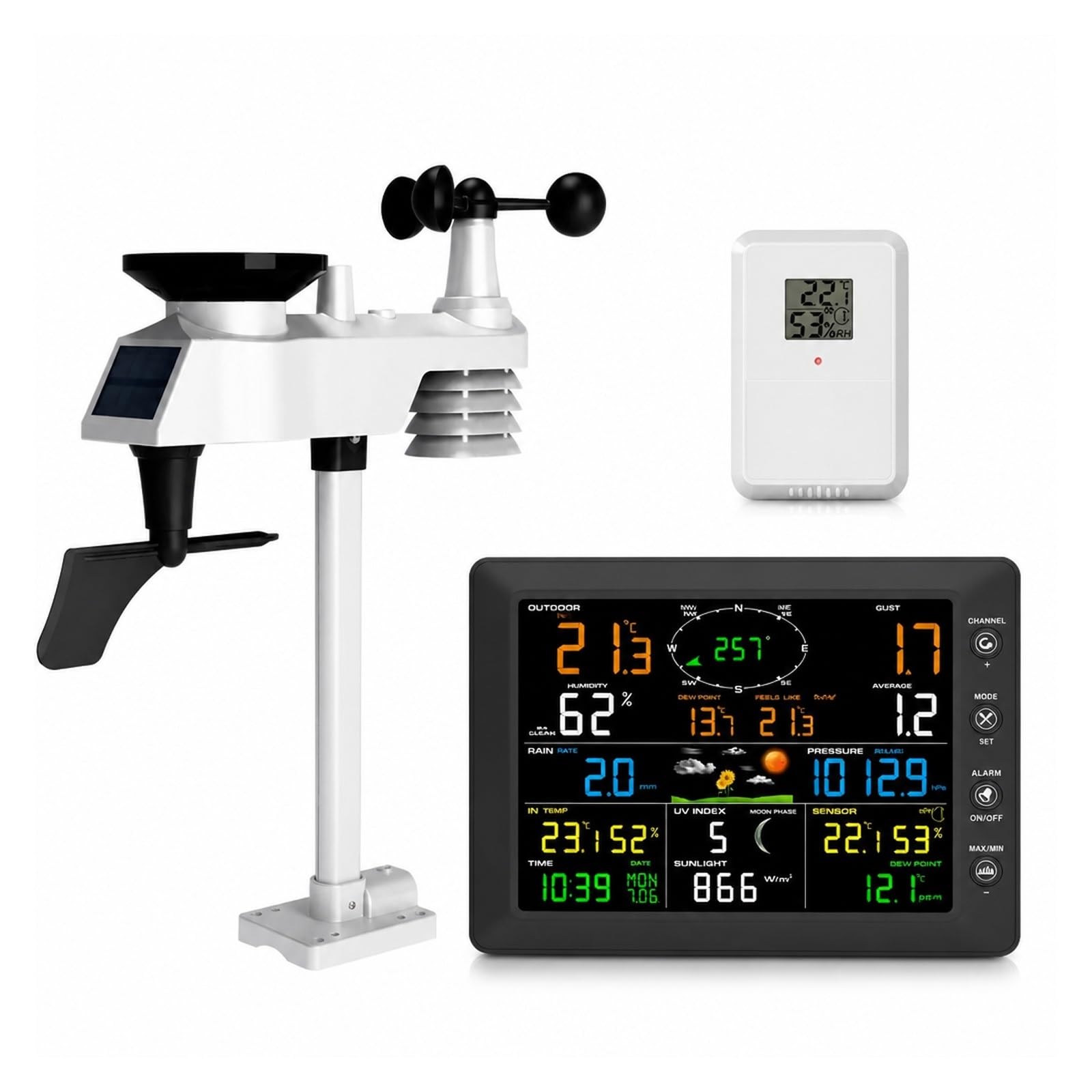 Pluviometro, Stazione Meteorologica WiFi 14 In 1 Con Sensore Esterno FT0300