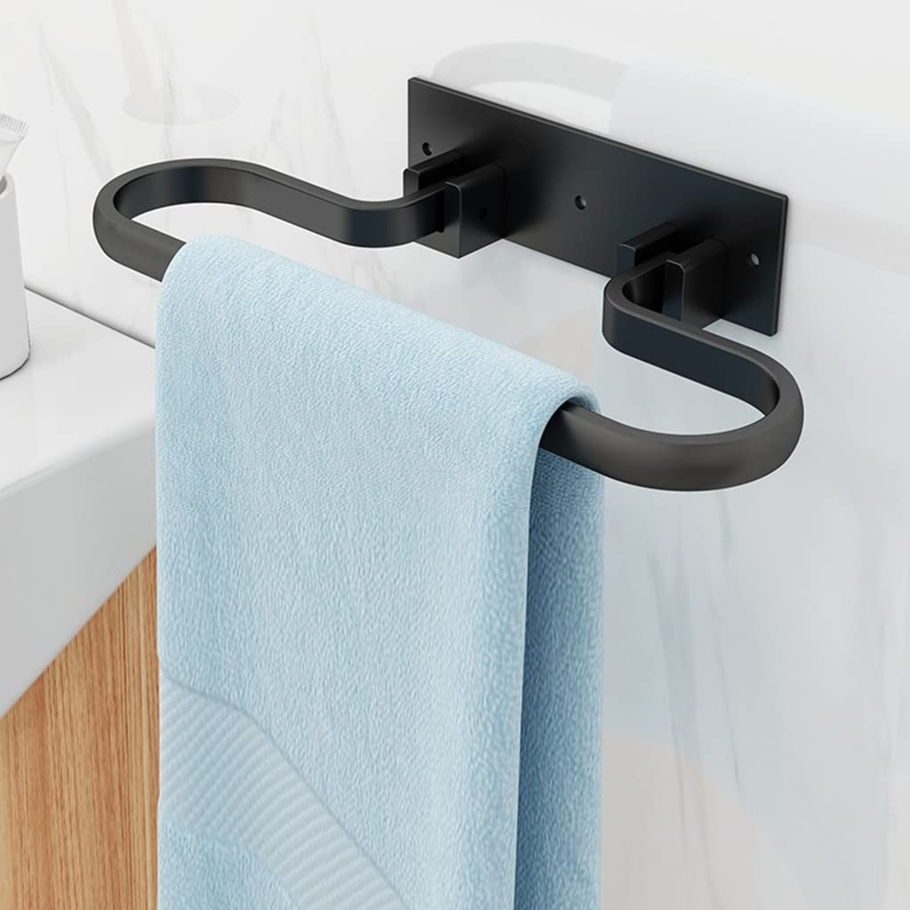 GLETSF Foldable Bathroom Towel Rack Black 40Cm No Drill Storage Shelf For Towels And Accessories