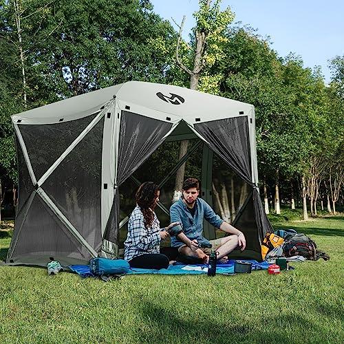 Carpa pop-up portátil para camping 5 personas gris plata miniatura 2