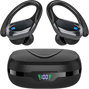 HAOYUYAN Wireless Earbuds, Sports Bluetooth Headphones with 80Hrs Playtime, LED Power Display, Noise Canceling, IPX7 Waterproof
