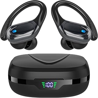 HAOYUYAN Wireless Earbuds, Sports Bluetooth Headphones, 80Hrs Playtime Ear Buds with LED Power Display, Noise Canceling Headset, IPX7 Waterproof Earphones for Workout/Running