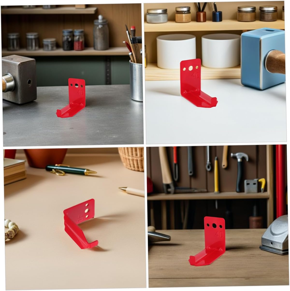 SECFOU 12pcs Red Metal Wall Mount Brackets for 40 Lbs Fire Extinguishers with Screws and Gaskets Fire Extinguisher Holder Hooks for Dry Chemical Industrial Safety Wall Brackets