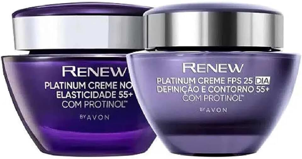 Combo Renew Platinum 55+ Creme Anti-idade Dia e Noite 50g