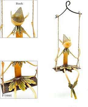Amazon.com: Christmas Elf on Swing Metal Sculpture – Garden