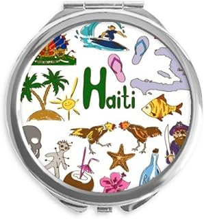 Haiti Landscap Animals National Flag Hand Compact Mirror Round Portable Pocket Glass