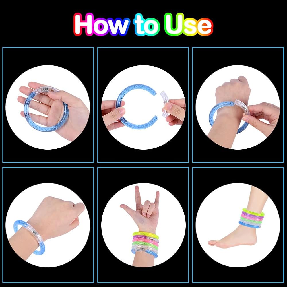 Braccialetti Luminosi LED AUAUY - 8 Colori Con 3 Modalità Per Feste E Eventi - Foto 6