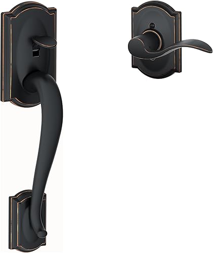 Vista 25 de SCHLAGE FE285 622 Acc CAM LH - Juego de manijas, estilo de agarre inferior, negro mate, con reborde decorativo, colección Camelot