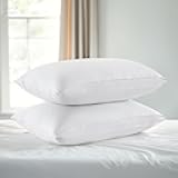 Goose Feather Down Pillows, Soft Gusseted King Size Bed Pillows for Sleeping with 100% Cotton Shell Set of 2