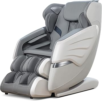 Massage Chairs SL Track Full Body Massage Recliner with Foot Roller,Airbag Massage,Zero Gravity,Bluetooth Speaker,Faux Leather, Gray