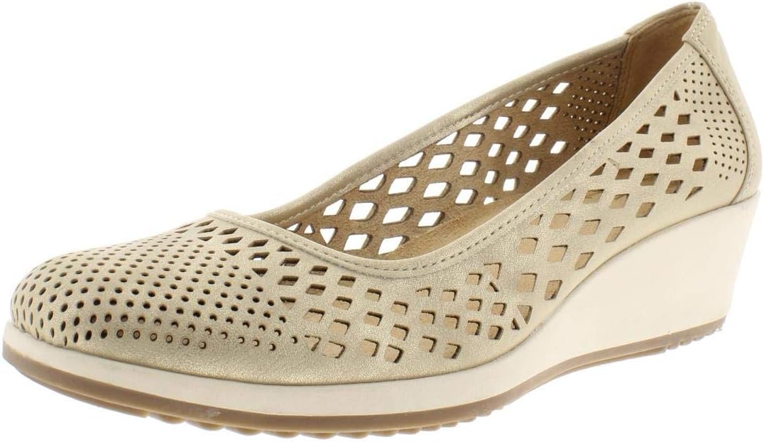 Naturalizer Womens Brina Square Toe Wedge Pumps, Gold, Size 6.5