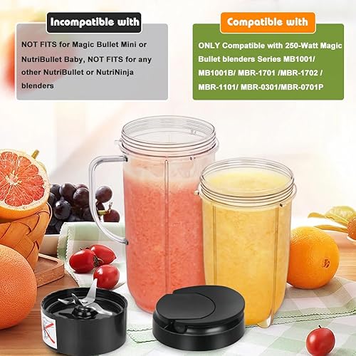 Miniatura 4 de QUIENKITCH Paquete de 2 vasos mezcladores Magic Bull, taza alta de 22 onzas con tapa abatible para llevar, taza de repuesto de 16 onzas con piezas