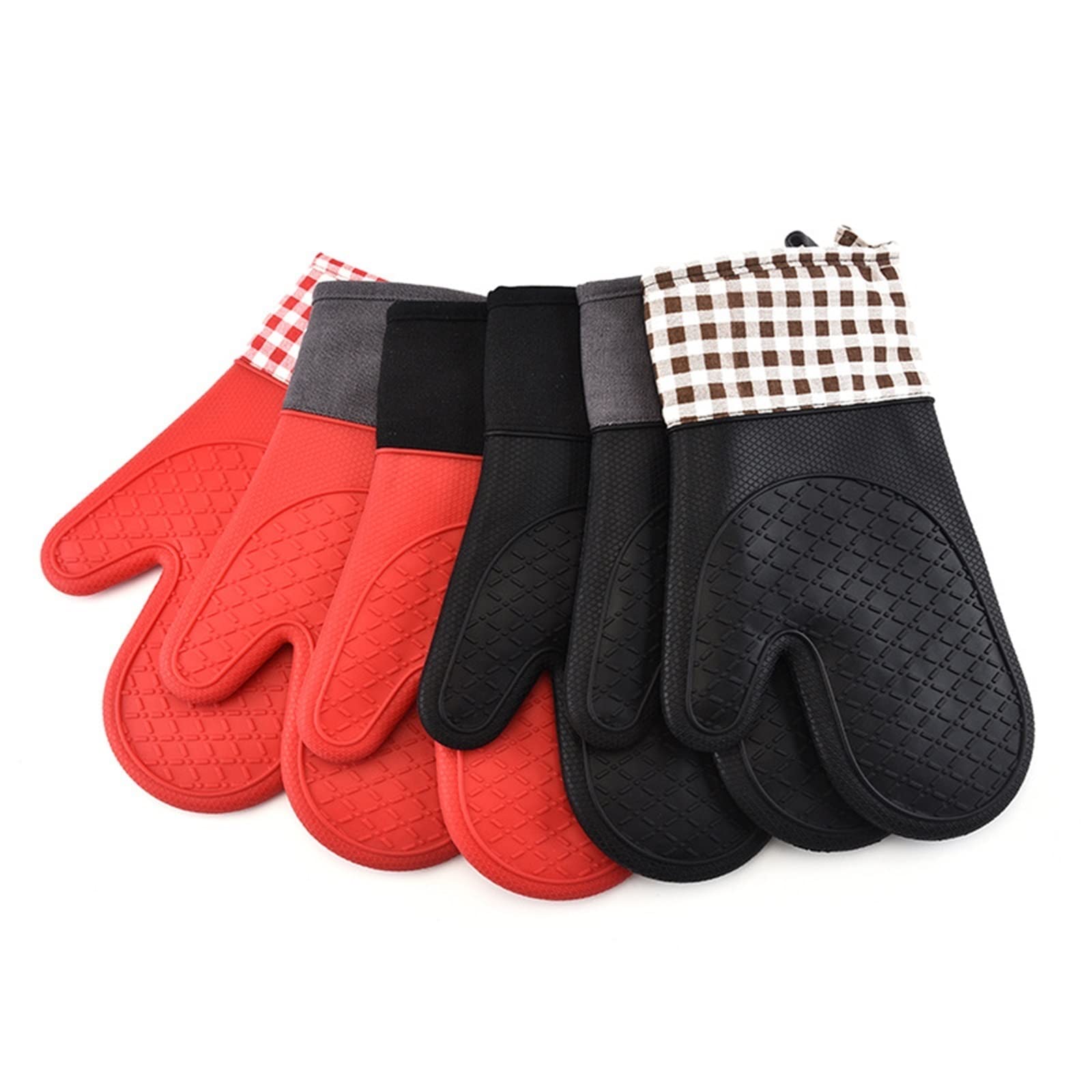 Gants de Cuisine en Silicone résistants à la Chaleur for Micro-Ondes, Barbecue, Four, Cuisson, Fondue, etc.(3)