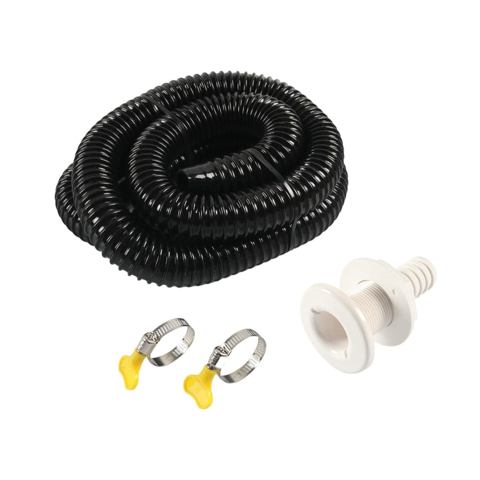 Skkwjege As Picture Black Bilge Pump Hose 1-1/8-Inch Dia Plumbing Kit Thru Hull Fitting Replaces