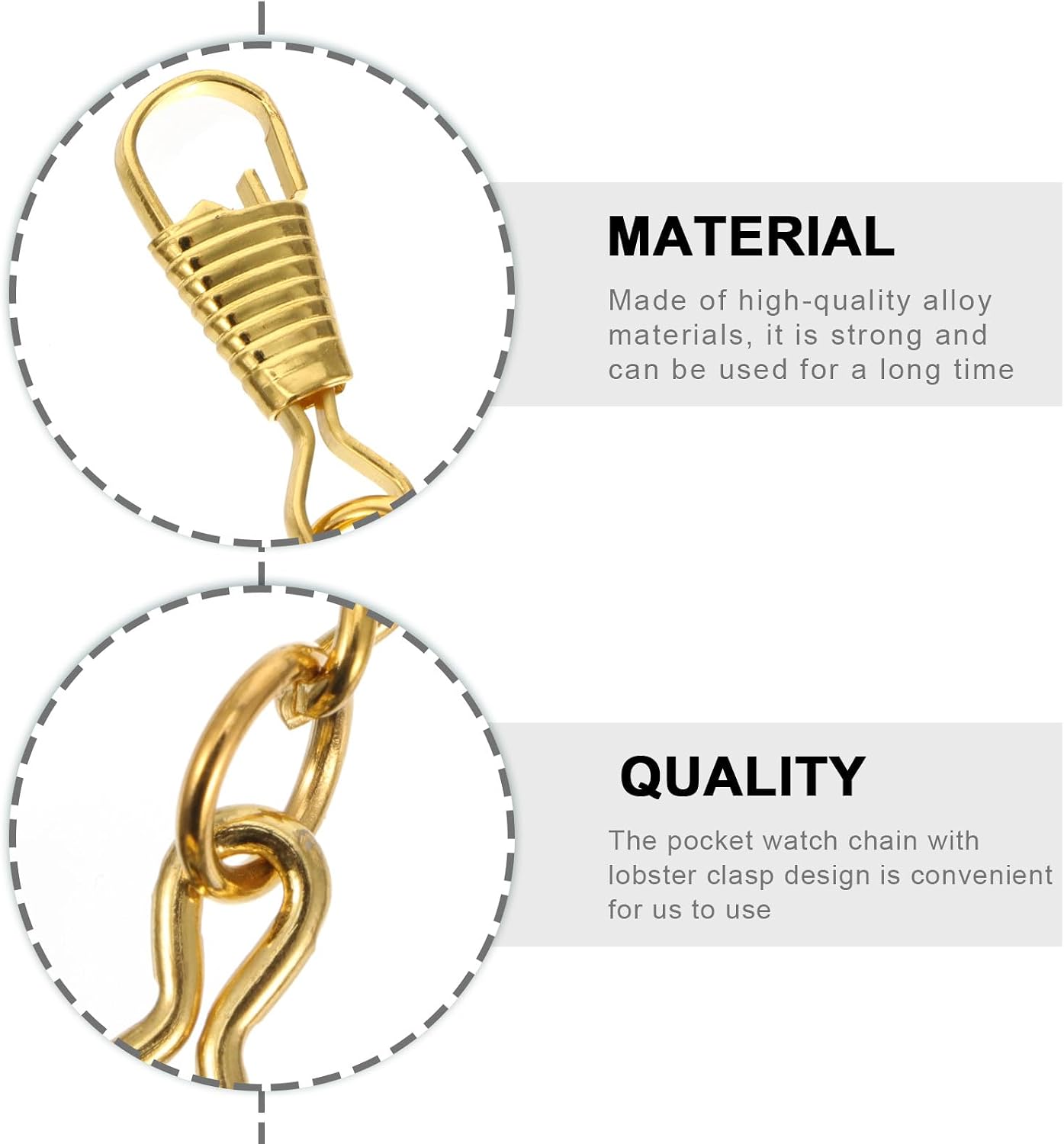 5 Pcs Vintage Pocket Watch Chains Alloy Metal Clip Belt Chains for Men with Purse and Handbag Use, 37cm Length, Multi- (Gold, Silver, Bronze, Gun Black, Copper)