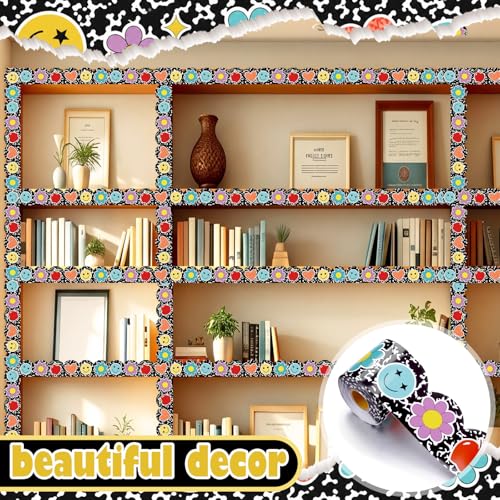 Colarr 65.6 ft Composition Notebook Bulletin Board Borders Smile Face Flower Apples Scalloped Border Trim Classroom Bulletin Board Strips for Back to School Classroom Chalkboard Decorations - Image 6