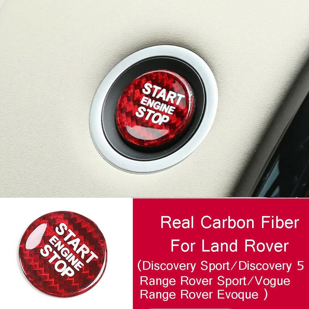 Real Red Carbon Fiber Engine Start Stop Button Cover Fit For Land Rover Range Rover Evoque Discovery