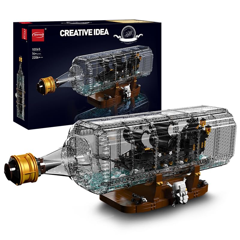 yzvey 10065 Modelo de barco pirata, barco de perlas negras en botella, juguete de construcción, regalo para niños a partir de 8 años/adultos amantes de los coleccionistas (2206 piezas)