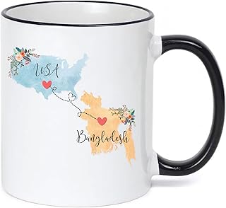 USA Bangladesh Mug Coffee Cup Gift Best Friend Mom Girlfriend Aunt Grandma Birthday Mother's Day Going Away Present Moving New Job Gifts (11 oz, Black Accent)