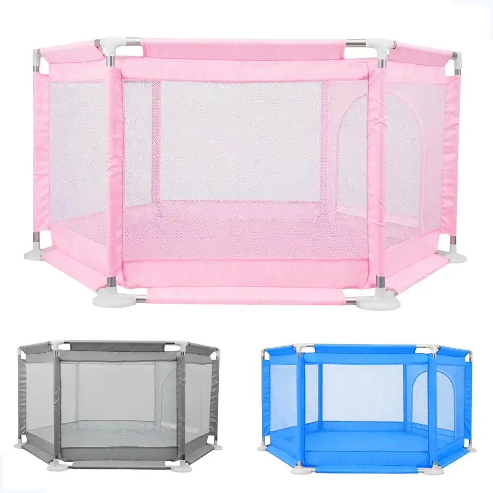 Cercadinho Infantil Hexagonal Desmontável Para Bebês Chiqueirinho (Rosa)