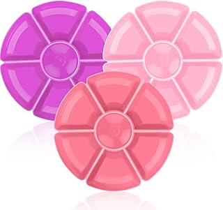 3 Pcs Sectional Round Plastic Serving Tray Platters 11inch Unbreakable Chip and Dip Divided Serving Plates,Round 7 Compartments Multifunctional Food Platter for Snack, Nuts,Veggies,Candy, Dried Fruit