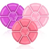 3 Pcs Sectional Round Plastic Serving Tray Platters 11inch Unbreakable Chip and Dip Divided Serving Plates,Round 7 Compartments Multifunctional Food Platter for Snack, Nuts,Veggies,Candy, Dried Fruit