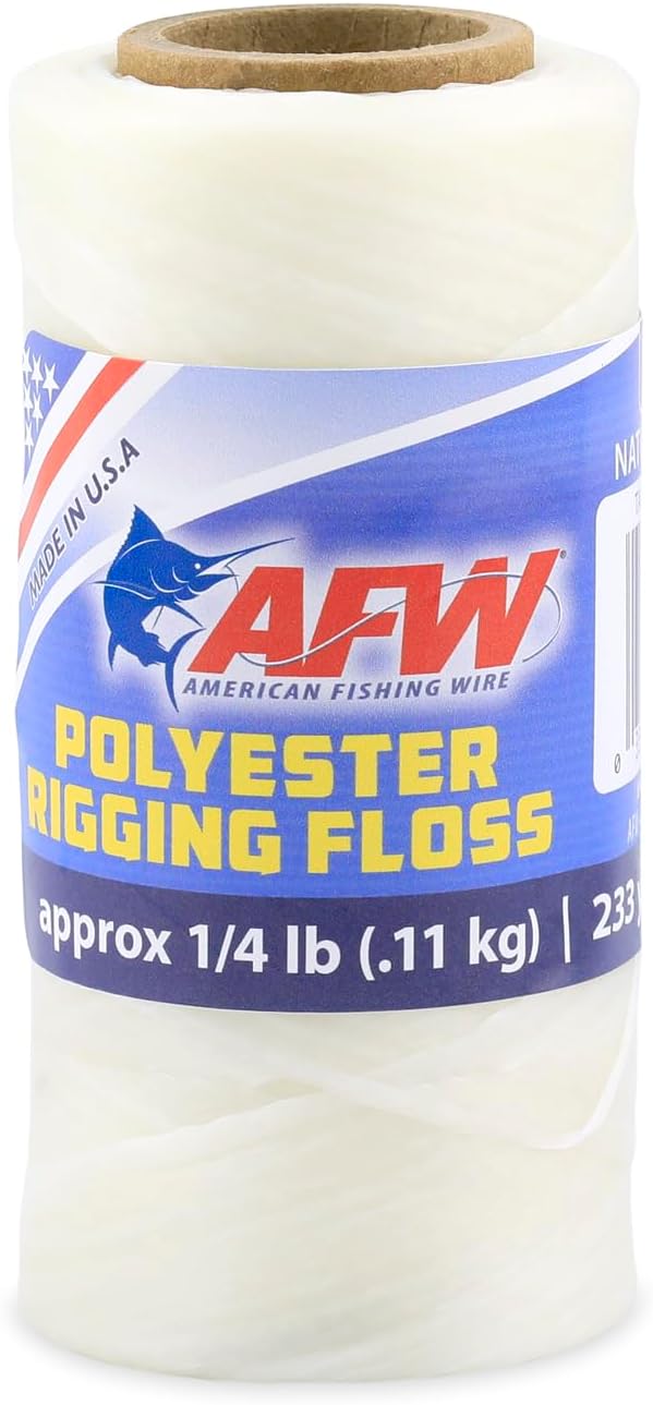AFW Waxed Polyester Rigging Floss – Strong, Durable Line for Rigging Baits, Skirts & Big Game Lures – High-Tensile Strength for Saltwater Fishing