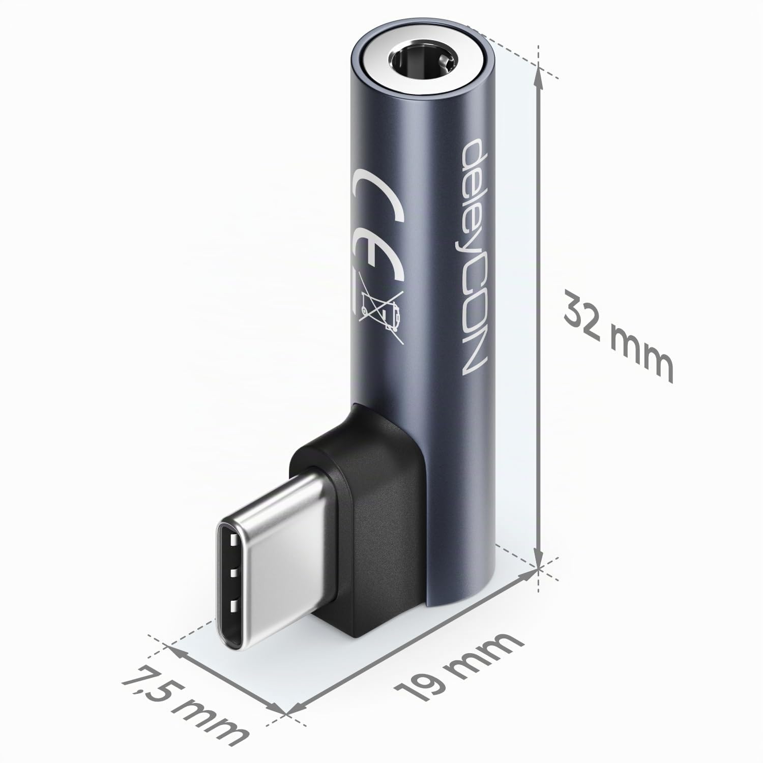 deleyCON Adattatore Audio USB-C su Jack 3,5 mm - per Cuffie, Musica, Chiamate e Microfono - Compatibile con Smartphone, Tablet, Headset e Speaker - per iPhone 17/16/15, iPad, Galaxy S25/S24/A16/A56