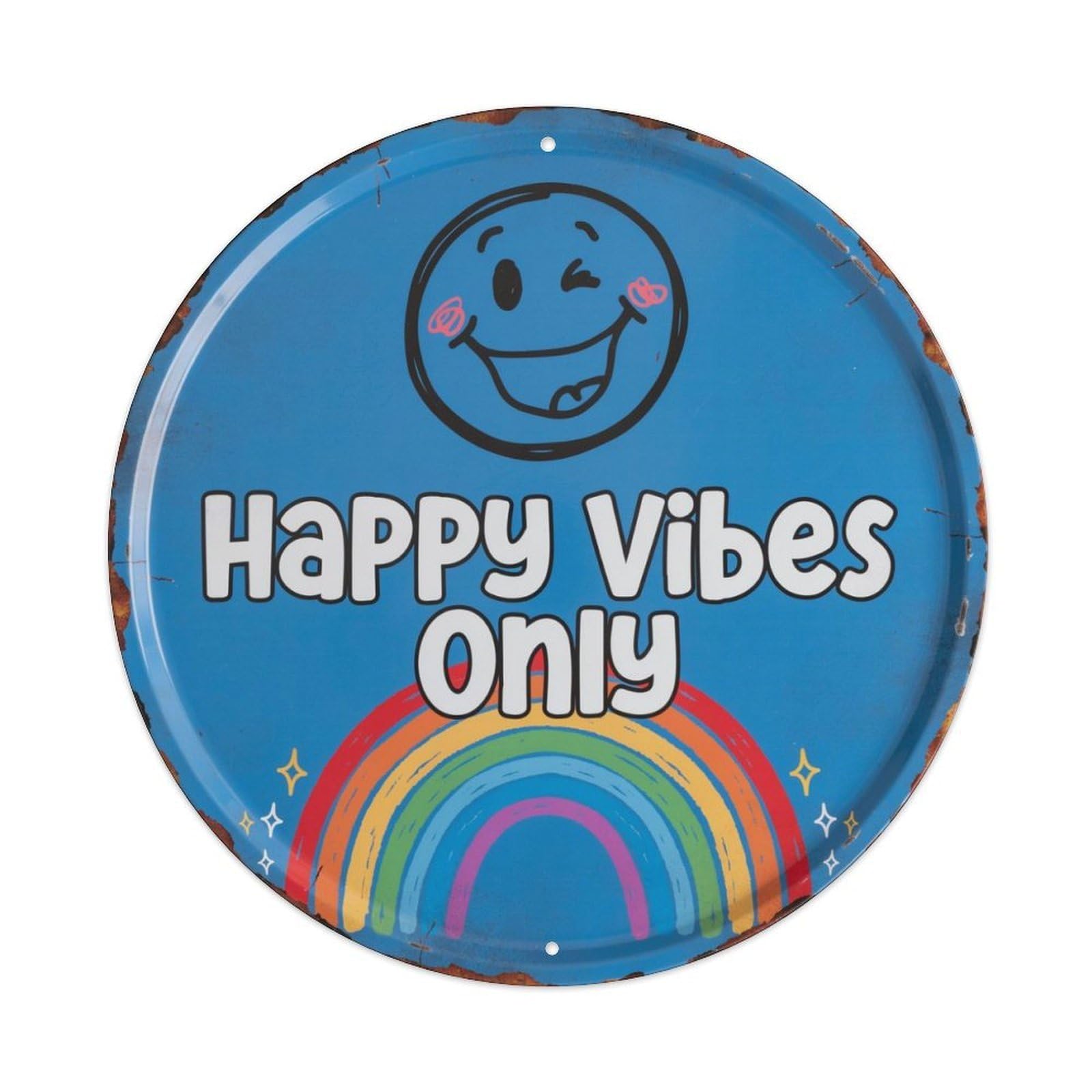 Happy Vibes Only Doodle Metal Tin Sign Plaque