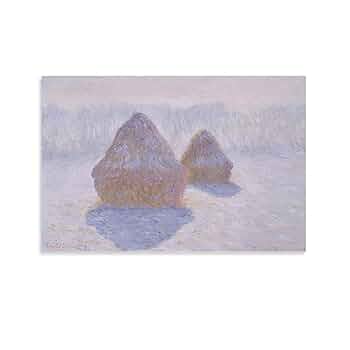手書き油絵 クロード・モネ積みわら 雪の効果 額付 絵画 インテリア 油彩画 積みわら、日没、雪の効果 クロード·モネ | 油絵複製画 | KOSH