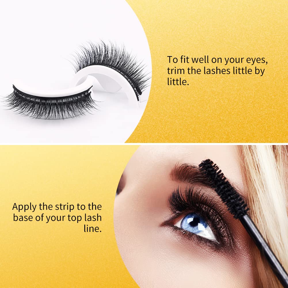 2 Paar Selbstklebende Wimpern Ohne Kleber Wiederverwendbare Falsche Wimpern  Natrliche Flauschige Falsche Wimpern ohne Kleber Wimpern Extensions  Wasserdichte Fake Lashes Augenmakeup fr Frauen Mdchen : Amazon.de:  Kosmetik