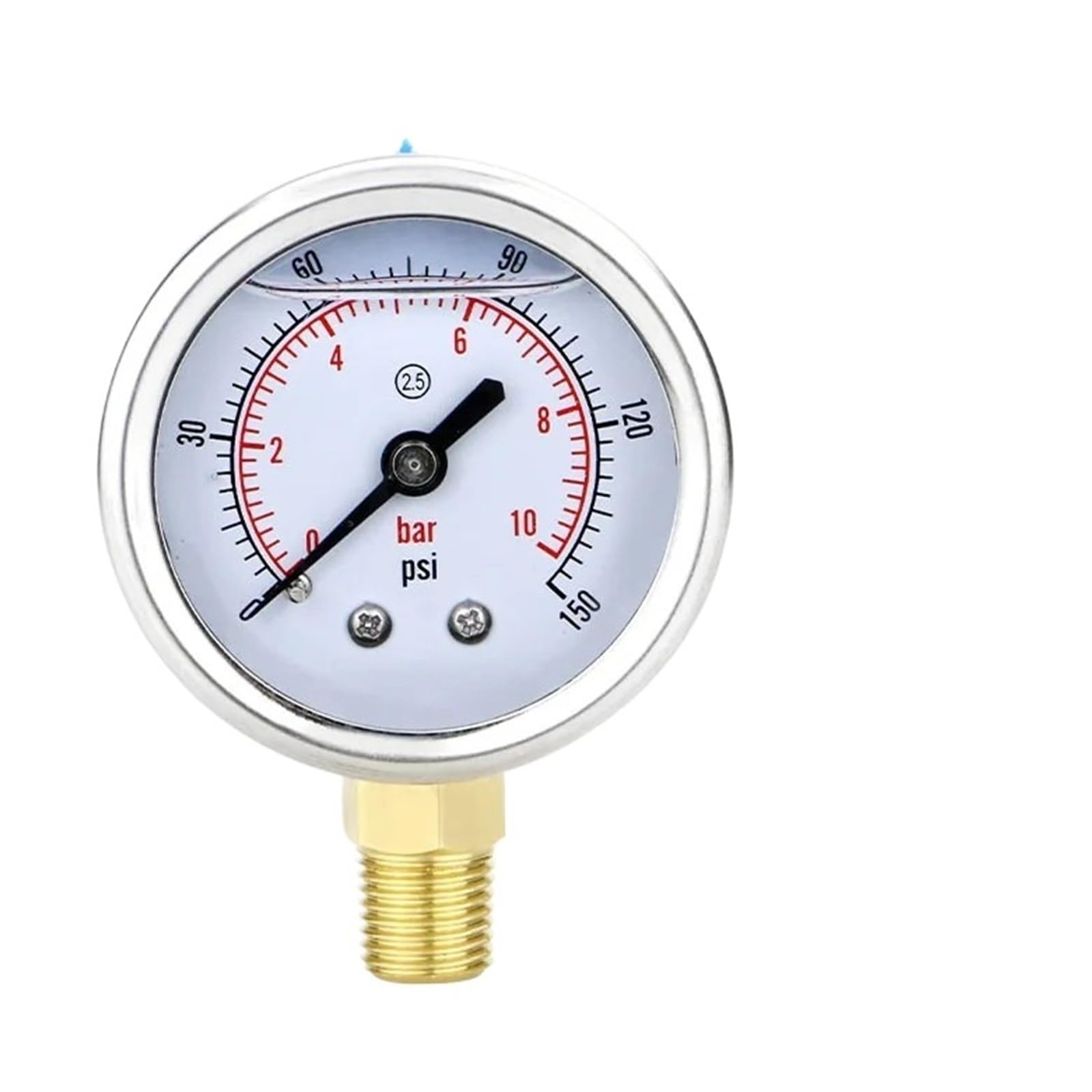 Manómetro de presión de 50mm(2 "), glicerina 0...1...400bar/psi, manómetros de combustible y agua con conexión roscada de latón(NPT 1-4 With oil,0-2.5bar)