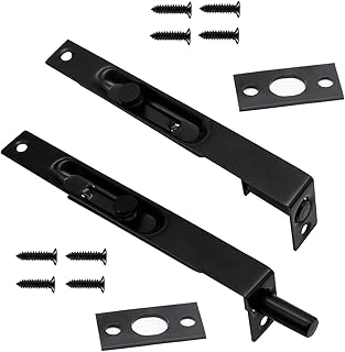 Biaungdo 2 Pcs 6 Inch Door Gate Flush Bolt, Stainless Steel Flush Slide Lock Bolt Heavy Duty French Door Lock Latch Concealed Slide Lock Flush Bolt for Door(Black, Double-Open Door)