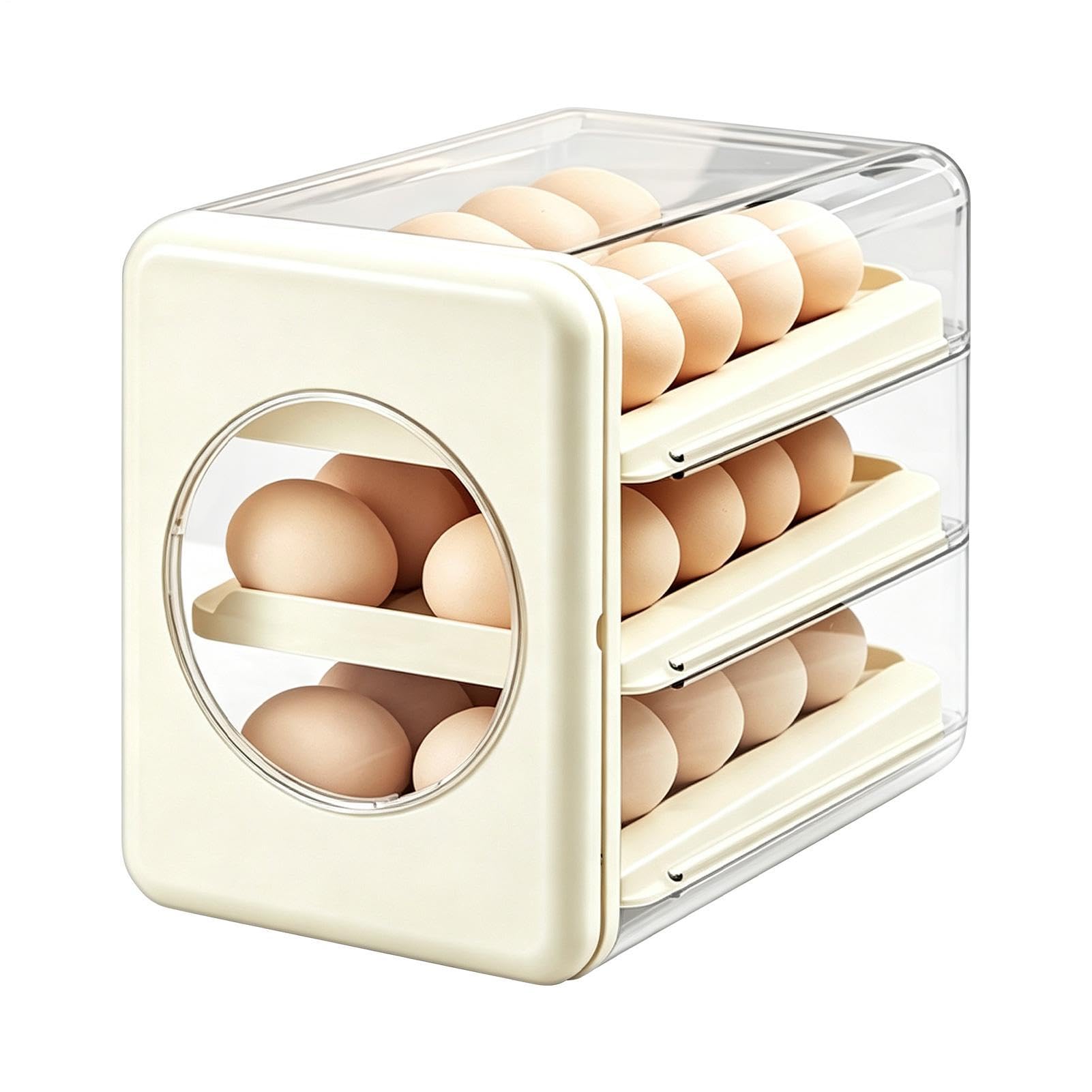 Dispensador de huevos deslizante para refrigerador y estante transparente de cocina