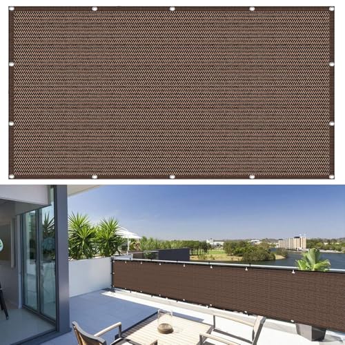 Brise-Vue Balcon Clôture 700 x 175 cm en Polyéthylène Haute Densité, Écran Brise-Vue, Pare-Vue de Jardin, avec Attaches Câble et Cordons, pour Piscine, Patio, ‎Marron