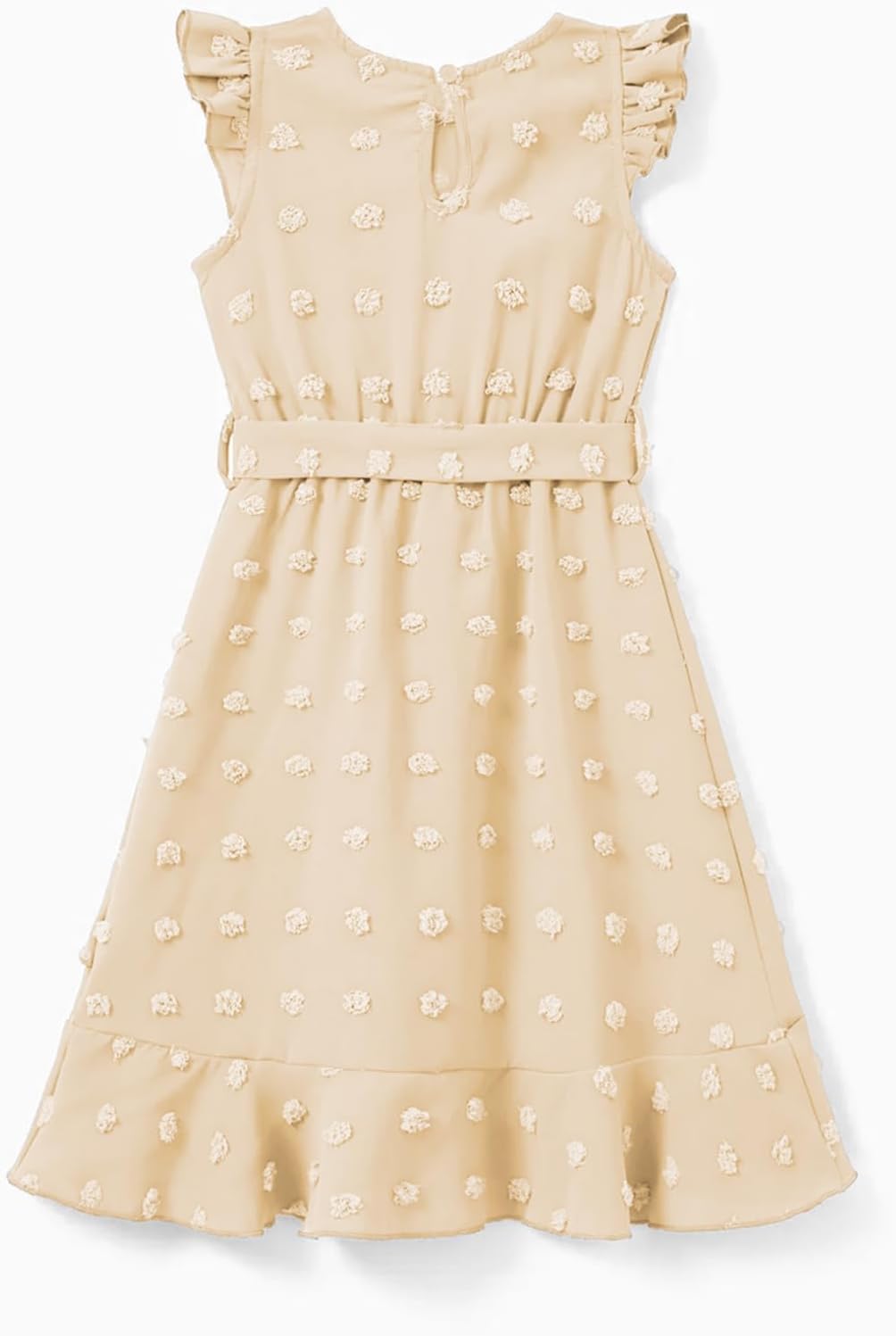 blibean Tween Girls Short Sleeve Dresses Swiss Dot Belt Dress Size 6-15 Years - Image 7